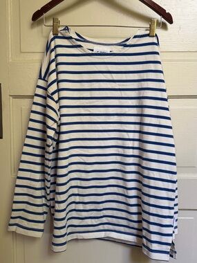Le Bon Shoppe Marseille Striped Boatneck Top - White & Blue